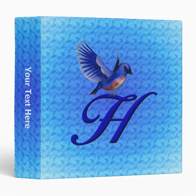 Bluebird Monogram Initial H Personalized Binder (Front/Spine)