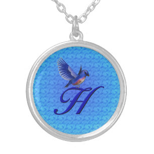 Bluebird Monogram Initial H Silver Plated Necklace
