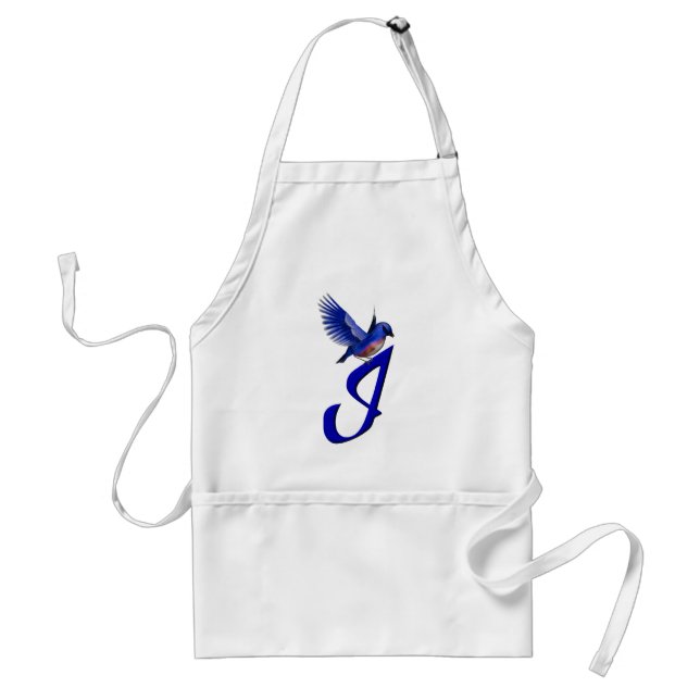 Bluebird Monogram Initial I Elegant Adult Apron (Front)