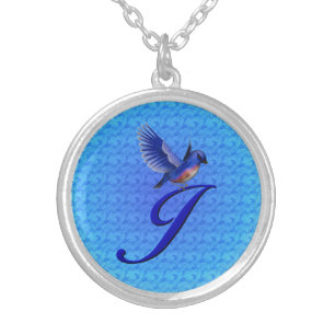 Bluebird Monogram Initial J Silver Plated Necklace