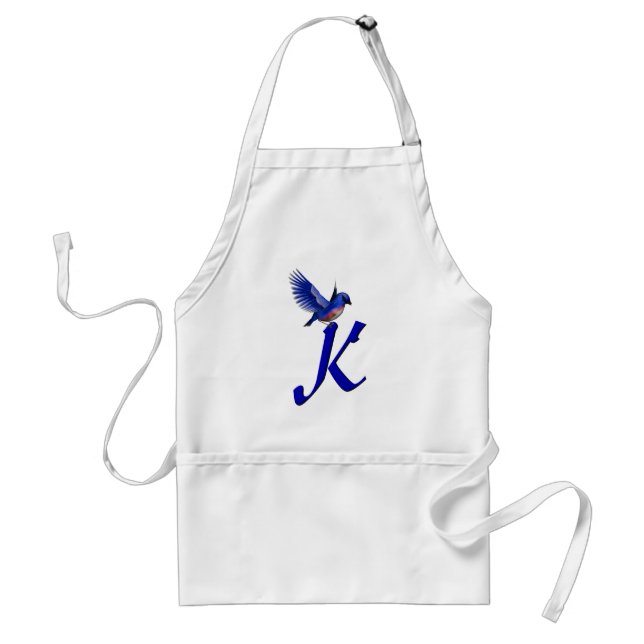 Bluebird Monogram Initial K Adult Apron (Front)