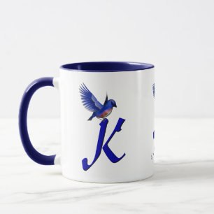 Bluebird Monogram Initial K Elegant Personalized Mug