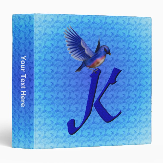 Bluebird Monogram Initial K Personalized Binder (Front/Spine)