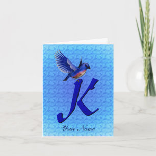 Bluebird Monogram Initial K Personalized Note Card