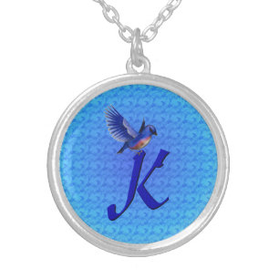 Bluebird Monogram Initial K Silver Plated Necklace