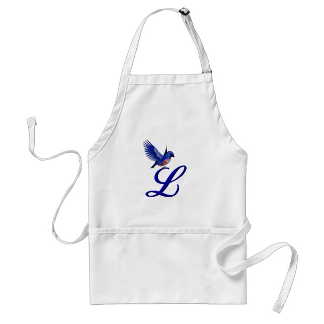 Bluebird Monogram Initial L Adult Apron (Front)