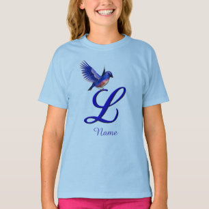 Bluebird Monogram Initial L Elegant Personalized T-Shirt