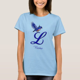 Bluebird Monogram Initial L Elegant Personalized T-Shirt