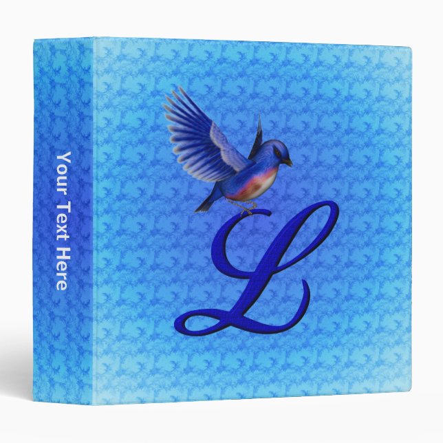 Bluebird Monogram Initial L Personalized 3 Ring Binder (Front/Spine)