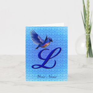 Bluebird Monogram Initial L Personalized Note Card