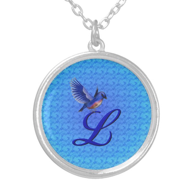 Bluebird Monogram Initial L Silver Plated Necklace (Front)