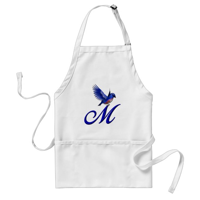 Bluebird Monogram Initial M Adult Apron (Front)