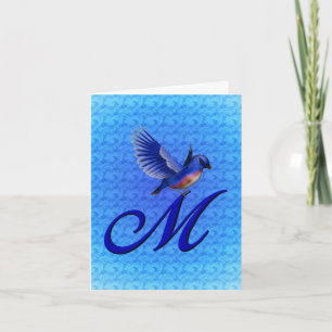 Bluebird Monogram Initial M Elegant Note Card