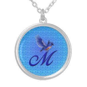 Bluebird Monogram Initial M Silver Plated Necklace