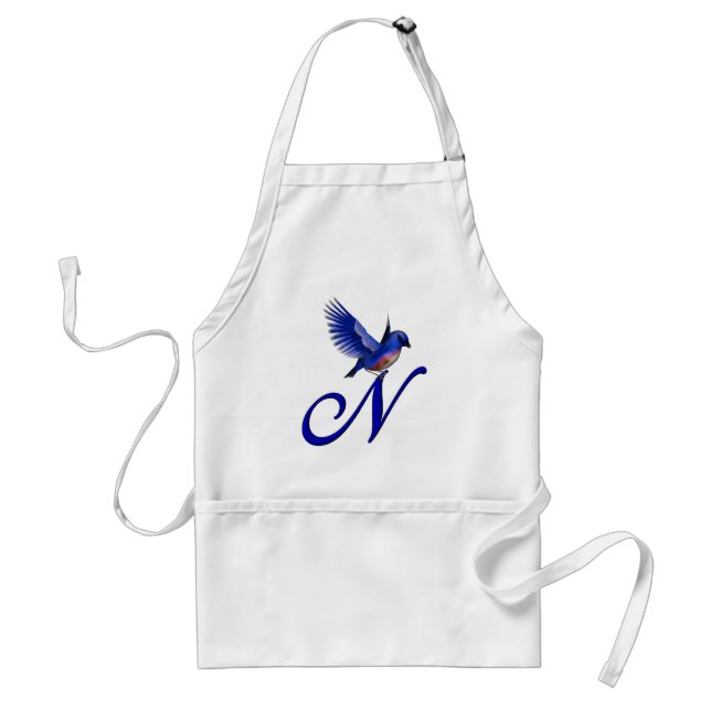 Bluebird Monogram Initial N Adult Apron (Front)
