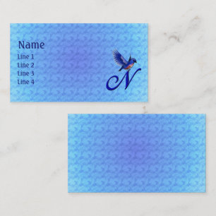 Bluebird Monogram Initial N Elegant Business Card