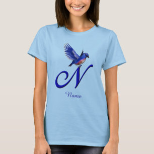 Bluebird Monogram Initial N Elegant Personalized T-Shirt