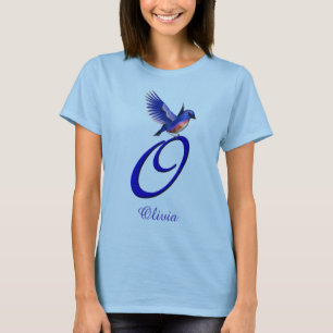Bluebird Monogram Initial O Elegant Personalized T-Shirt