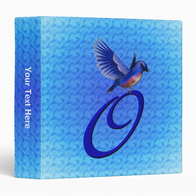 Bluebird Monogram Initial O Personalized Binder (Front/Spine)