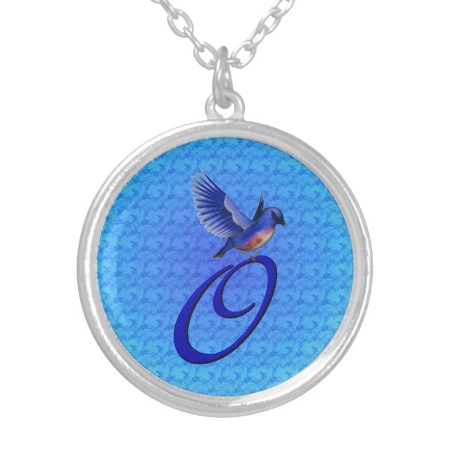 Bluebird Monogram Initial O Silver Plated Necklace (Front)