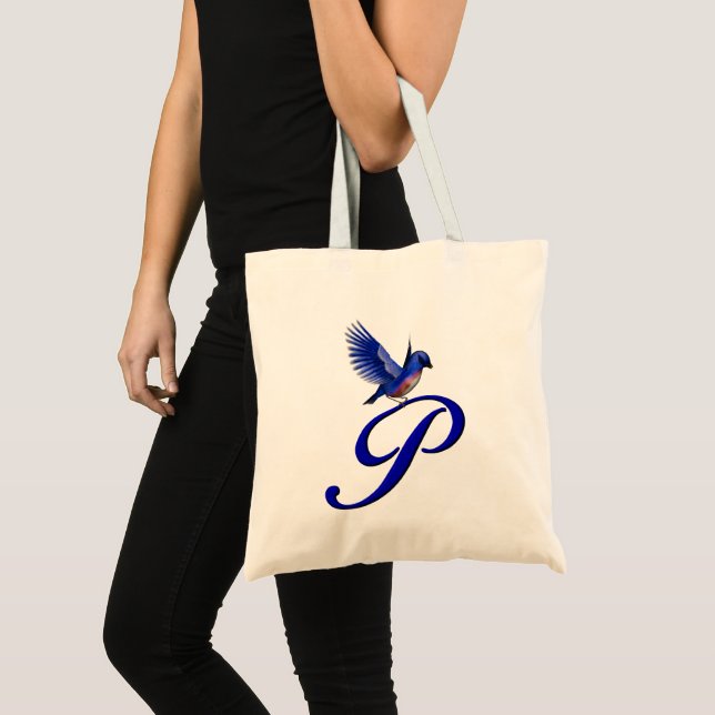 Bluebird Monogram Initial P Tote Bag (Front (Product))