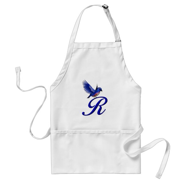 Bluebird Monogram Initial R Adult Apron (Front)
