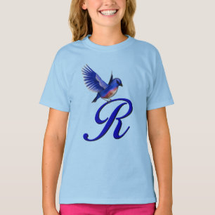 Bluebird Monogram Initial R Elegant  T-Shirt
