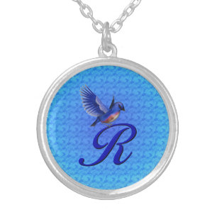 Bluebird Monogram Initial R Silver Plated Necklace