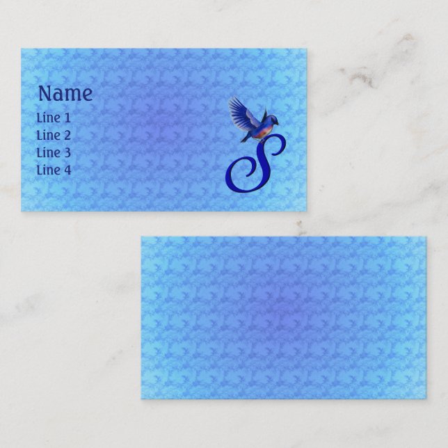 Bluebird Monogram Initial S Elegant Business Card (Front/Back)