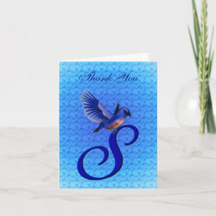 Bluebird Monogram Initial S Elegant Thank You