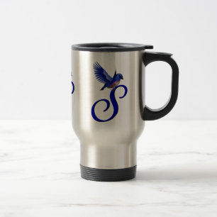 Bluebird Monogram Initial S Elegant Travel Mug