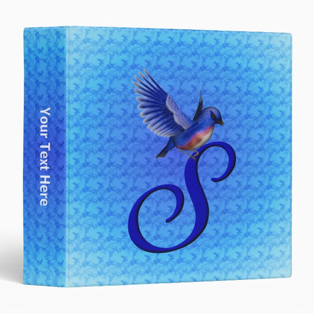 Bluebird Monogram Initial S Personalized Binder (Front/Spine)