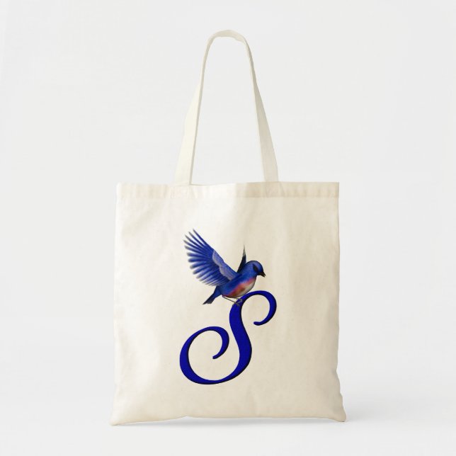 Bluebird Monogram Initial S Tote Bag (Front)