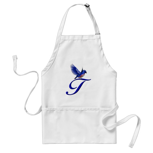 Bluebird Monogram Initial T Adult Apron (Front)
