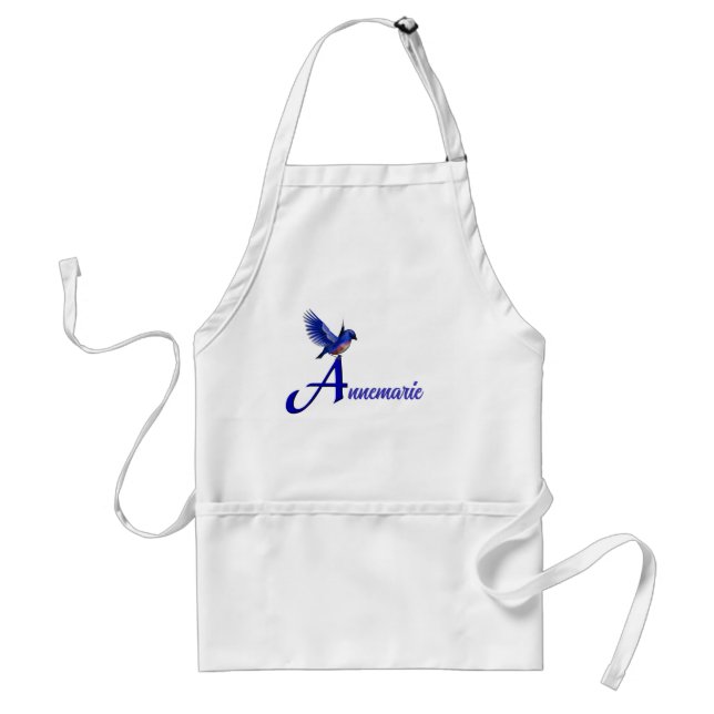 Bluebird Monogram Letter A Name Personalized Adult Apron (Front)