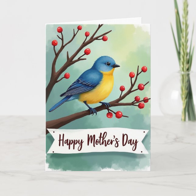 Bluebird Mothers Day Illustration Card (Front)