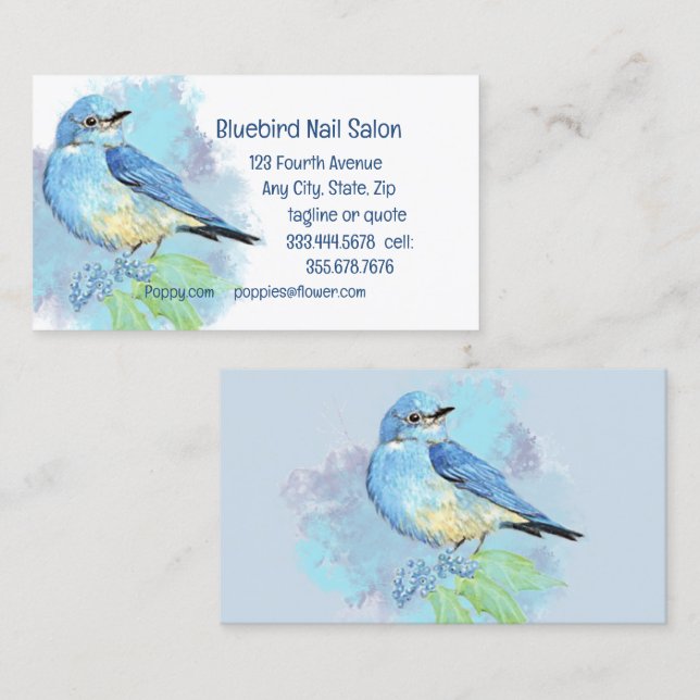 Bluebird Nail Salon or Custom Business Card (Front/Back)