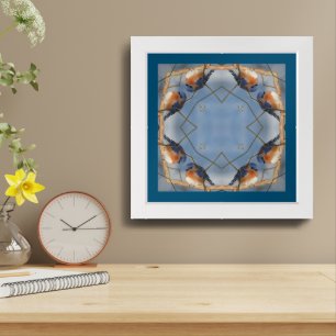 Bluebird Nature Abstract Art Framed
