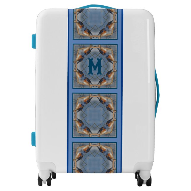 Bluebird Nature Abstract Art Monogram Luggage (Front)