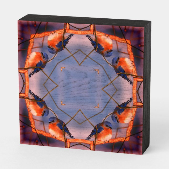 Bluebird Nature Abstract Art   Wooden Box Sign (Angled Vertical)