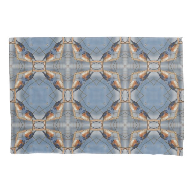 Bluebird Nature Abstract Kaleidoscope Art Pillow Case (Front)