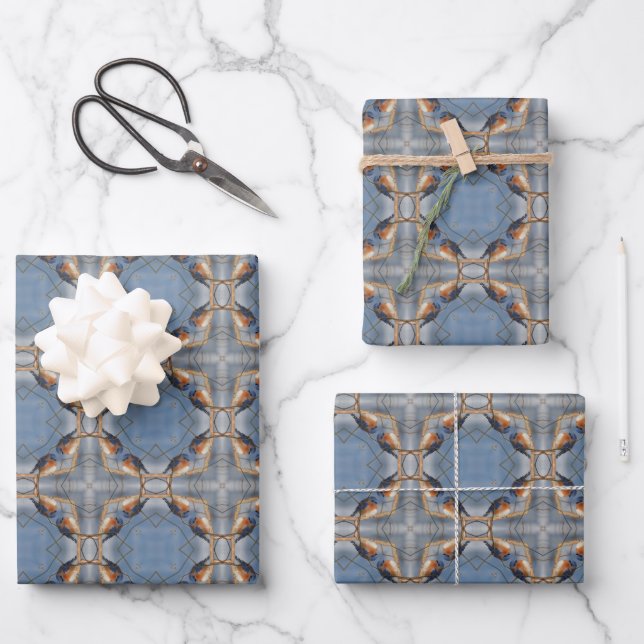 Bluebird Nature Abstract Kaleidoscope   Wrapping Paper Sheets (Front)