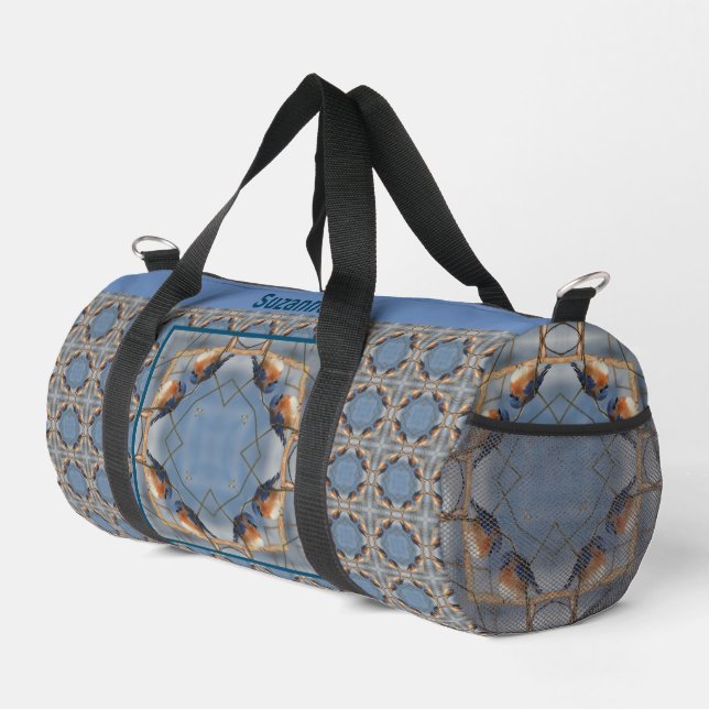 Bluebird Nature Abstract Personalized   Duffle Bag (Right Corner)