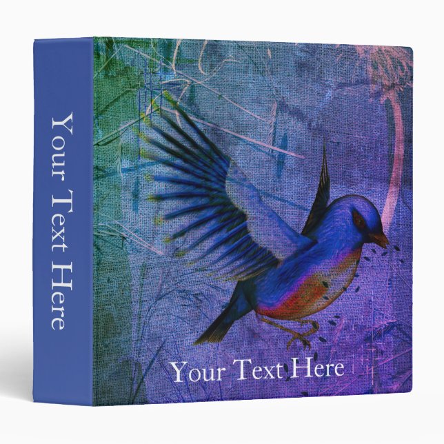 Bluebird Nature Art Personalized 3 Ring Binder (Front/Spine)
