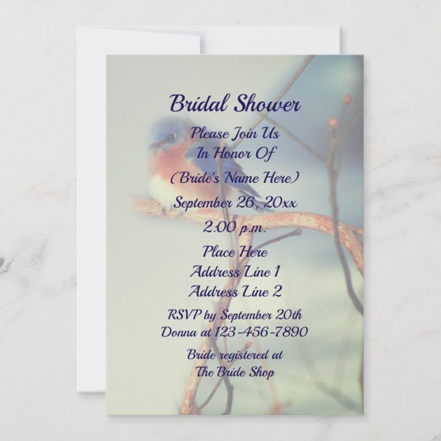 Bluebird Nature Bridal Shower  Invitation (Front)