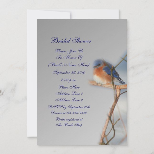 Bluebird Nature Bridal Shower Invitation (Front)