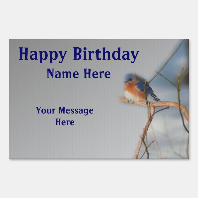 Bluebird Nature Happy Birthday Sign (Front)