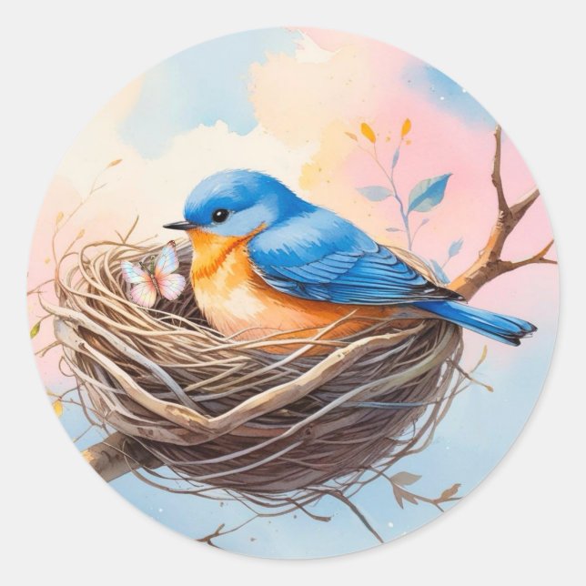 Bluebird Nest Envelope Seal |Soft Pastel Stickers (Front)