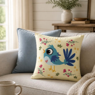 Bluebird of Happiness 16"x16" Throw Pillow