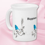 Bluebird of Happiness Beverage Pitcher<br><div class="desc">Original art. Bluebird of happiness with customizable text.</div>